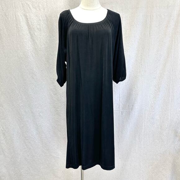 Slinky Brand black shift dress stretchy knit size Medium travel, while resistant - Picture 1 of 15